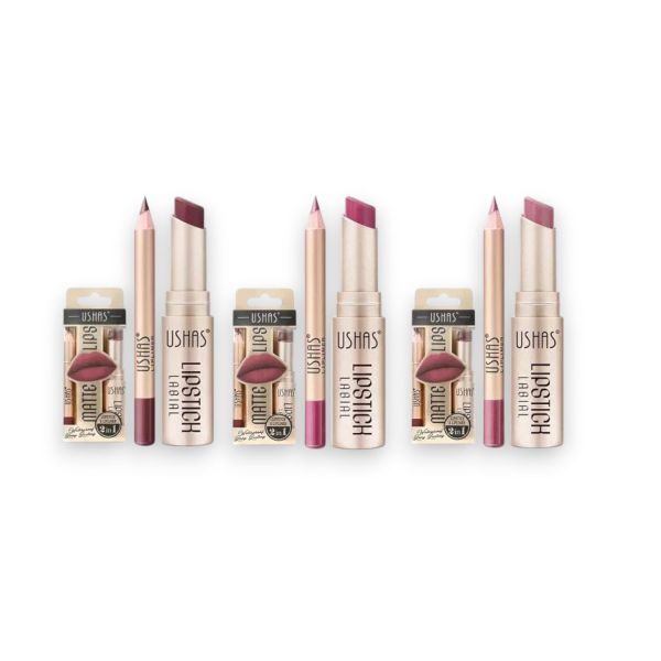 3 Pack-Long Lasting Lipstick Matte Lipstick and 2-in-1 Lip Liner Set
