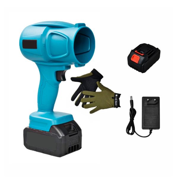 2000RPM Cordless Turbo Jet Blower Kit With Battery &amp; Gloves - Blue