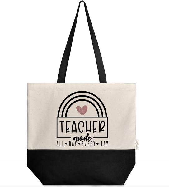 Natural and Black Cotton Shopping Bag - Tote - Teacher Mode