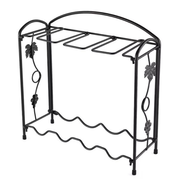 Metal Wine Bottle Glass Holder Rack- Elegant Hanging Storage for Home &amp; Bar