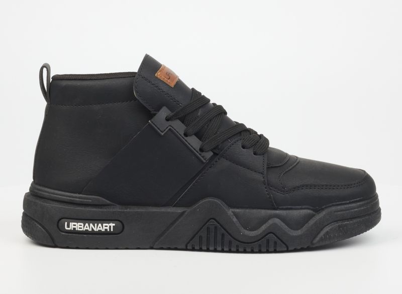 Men Black Hi-Top Casual Shoes