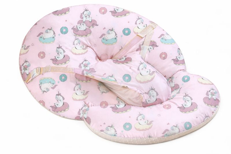 Baby Lounger Cushion Seat with Safety Strap - Soft Infant Nest Pink