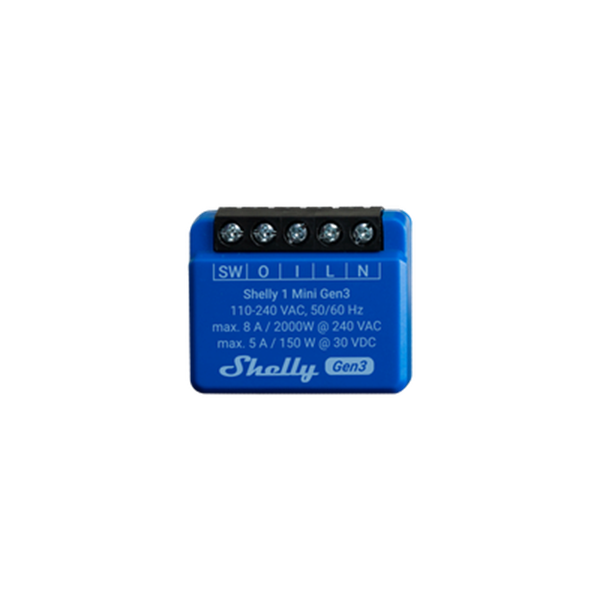 Shelly 1 Mini Gen3 Smart Mini One-Channel 8A Wi-Fi Relay