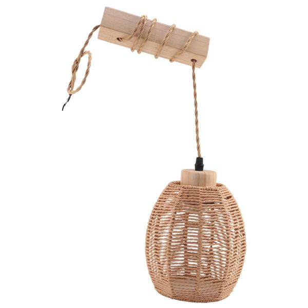Retro Wall Light Woven Rattan Wood Sconces Living Room Bedside Lamp-A