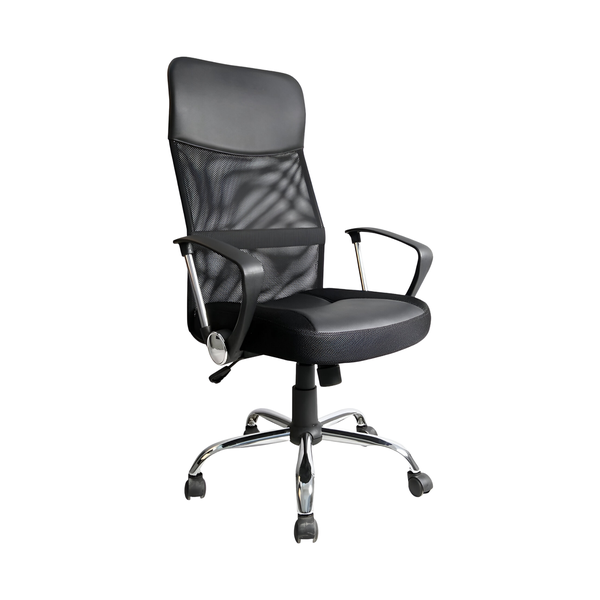 High Back Mesh-Back And Padded PU Seat Ergonomic Swivel Office Desk Chair