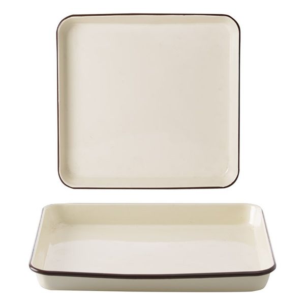 Tray 27cm x 30cm Enamel Rectangular (2 Pack)