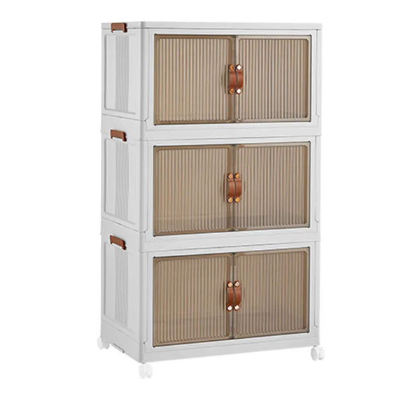 Multi-functional Plastic Transparent Storage Cabinet with Wheels
