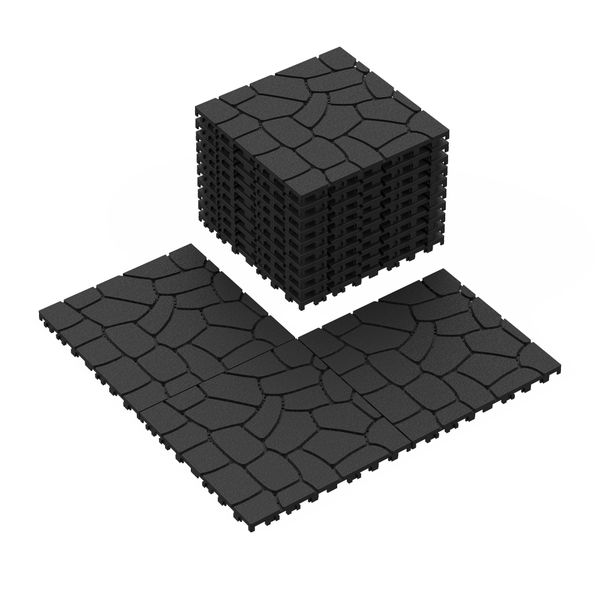 12"x12" Plastic Interlocking Deck Tiles,44 Pack Outdoor Patio Flooring