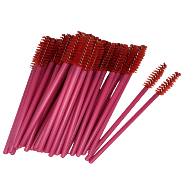 25 Piece - Rose Pink Mascara Wands/ Spoolie Brushes