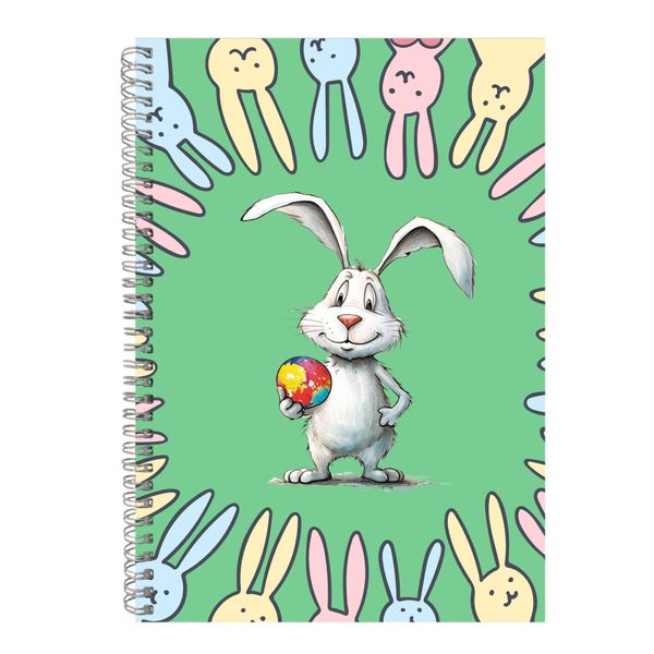 Centre Bunny A4 Notebook Spiral Lined Trendy Easter Graphic Notepad 082