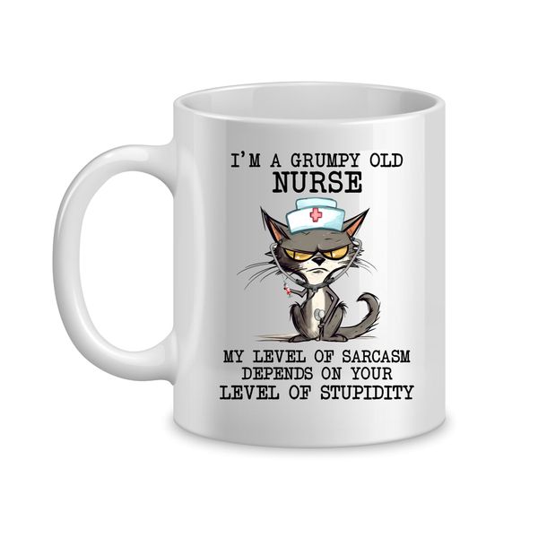 Nurse Cat Coffee Mugs with Funny Jokes Graphic Animal Sayings Design Cup072