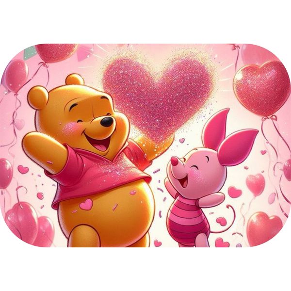 Pink Heart Balloons Pooh And Piglet Printed Mouse Pad