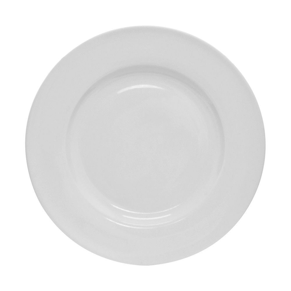 12 Pieces 10.5 Inch White Porcelain Round Dinner Plate With Gold Trim