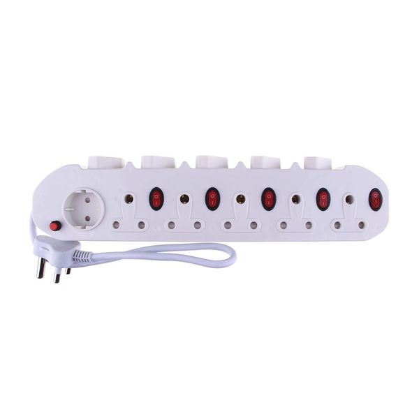 11 Way Power Multi-Plug With 5 Illuminated Switches : Pack Of 3