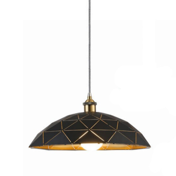 Black Pendant - Geometric Design with Brass Inner - PL010BK/BR