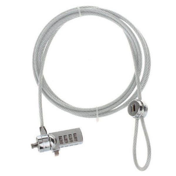 DJS LU186 4-Digit Combination Cable Lock for Laptop - Silver (1.2m)