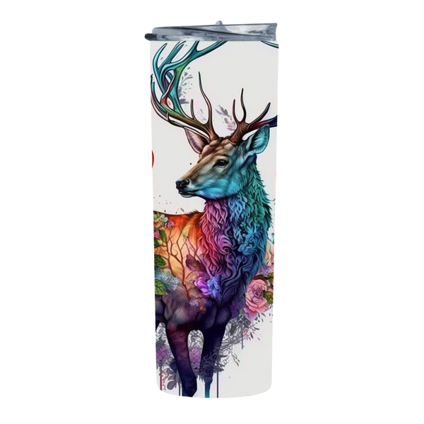 Water Color Deer 3 Heart 20 Oz Straight Skinny Tumbler 048