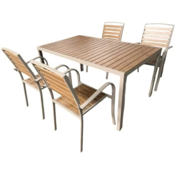 WOODLY Birk Outdoor Dining set 6 seater Natural Fiber Table &amp; Chair Set