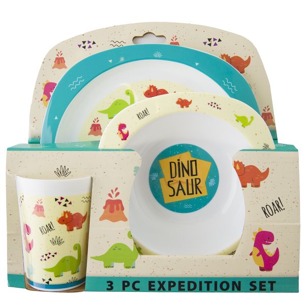 Dino 3 Piece Expedition Set - Plate, Tumbler &amp; Bowl
