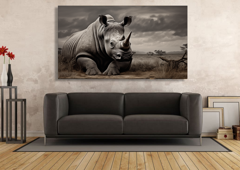 Canvas Wall Art - Rhino in Repose Abstract -IM1073