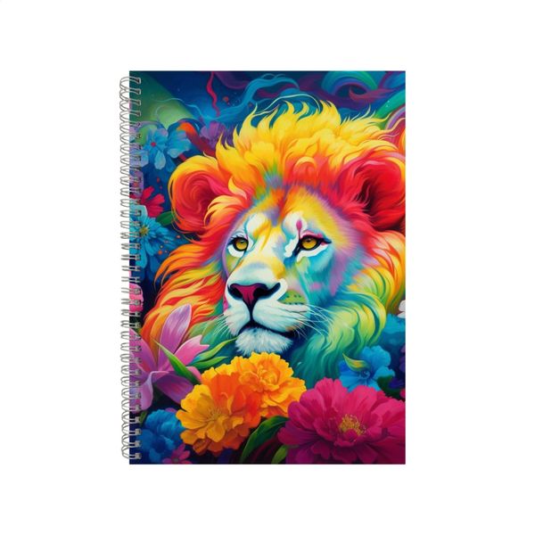 Lion With Orchids Blue Neon Notebook Animal Gift Idea A4 Notepad Pad 74