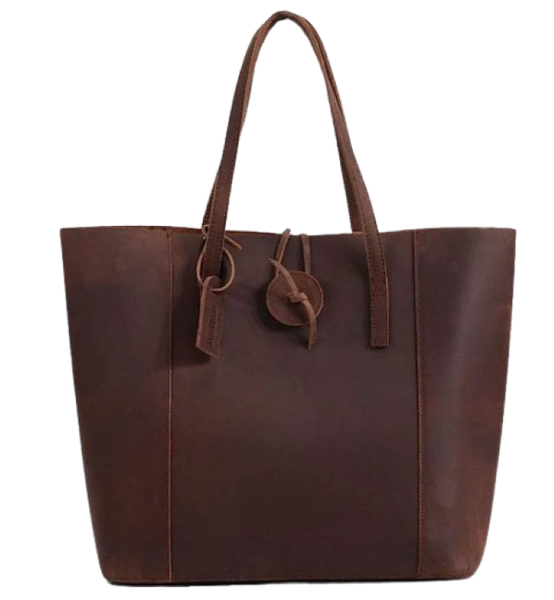 SamMag Biz Geniune Leather Tote handbag for Lady's Gift, Chocolate, Large