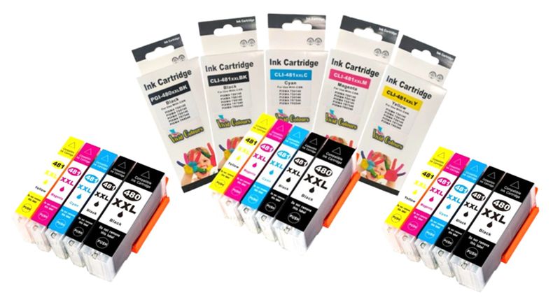 Vivid Colours Canon 480 XXL/481 XXL Ink Cartridge Multi -Compatible x3 Sets