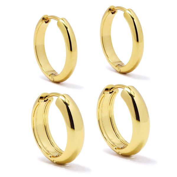 Steel My Heart Waterproof Stainless Steel 17mm &amp; 19mm Hoop Earrings