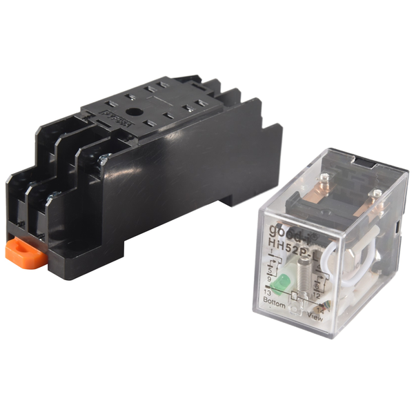 HH52P Electromagnetic Power Relay with DYF08A Base, Black+ Clear Blue