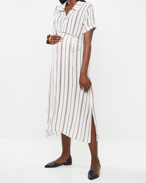 Women's Glamorous Maternity Side Split Shirt Dress - White