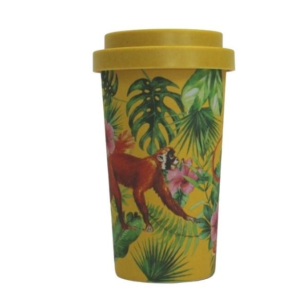 400ml Drinking Mug with Bamboo Lid - Monkey