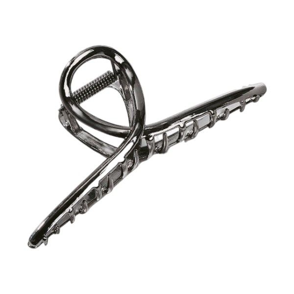 Large - Secure Hair Grip With Non-Slip Grip &amp; Hollow Loop Design - Silver