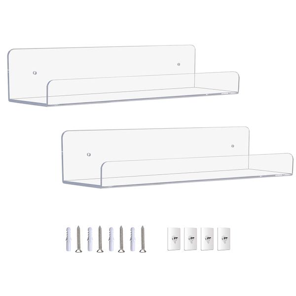 DIY Home Acrylic Transparent Wall-mounted Shelf Storage Rack 2 Piece Set