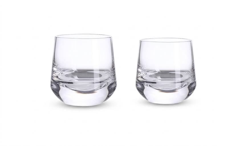 Premium Curved Glass Whiskey Tumblers - 240ml - Set of 2