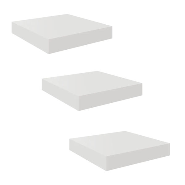 Urban Living Set Of 3 MDF Square Floating Shelves, 23cm, White