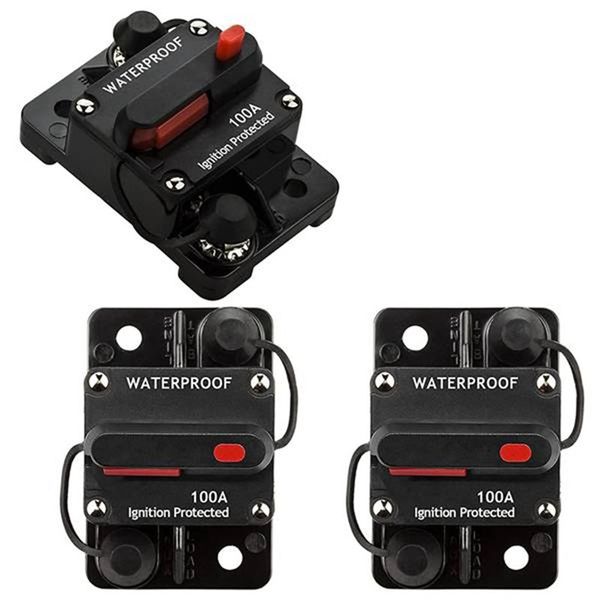 3Pc 100A Car Stereo Audio Circuit Breaker Fuses Dc12-48V Manual Reset