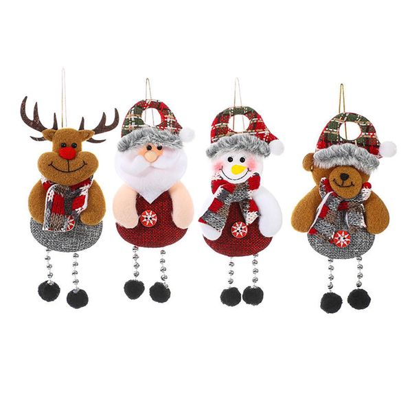 4pcs Christmas Decorations Christmas Tree Santa Claus Snowman Doll Pendant