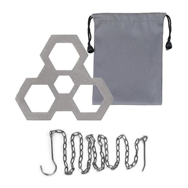 Camping Hexagonal Portable Tripod Grill Plate With Chain And Carry Bag