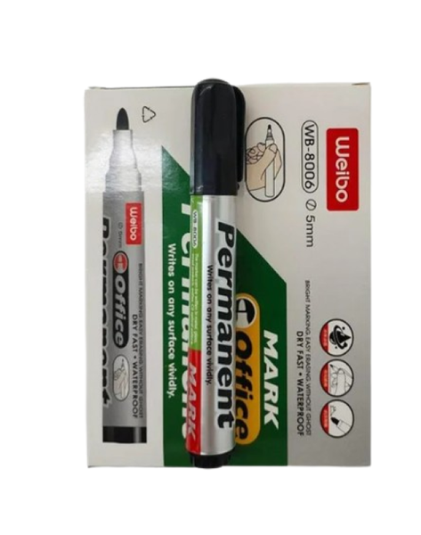 Permanent Waterproof Fast dry Black Markers 12pcs