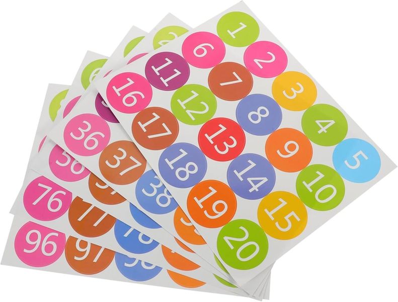 Adhesive Number Stickers Identification Labels For Classroom Nursery Offic