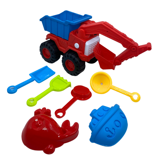 Kids Beach Playset With Accessories- Dump Truck Excavator Design