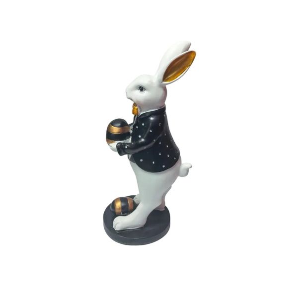 Rabbit with gold &amp; black egg - Boy 32cm