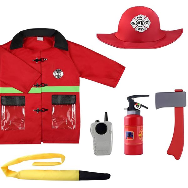 Firefighter/Fireman Costume for Kids, Red,Role Play Outfit With Accessories