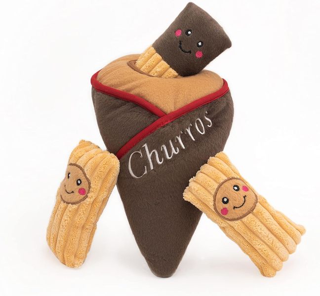ZippyPaws Zippy Burrow Interactive Hide &amp; Seek Dog Toy - Churro Cone