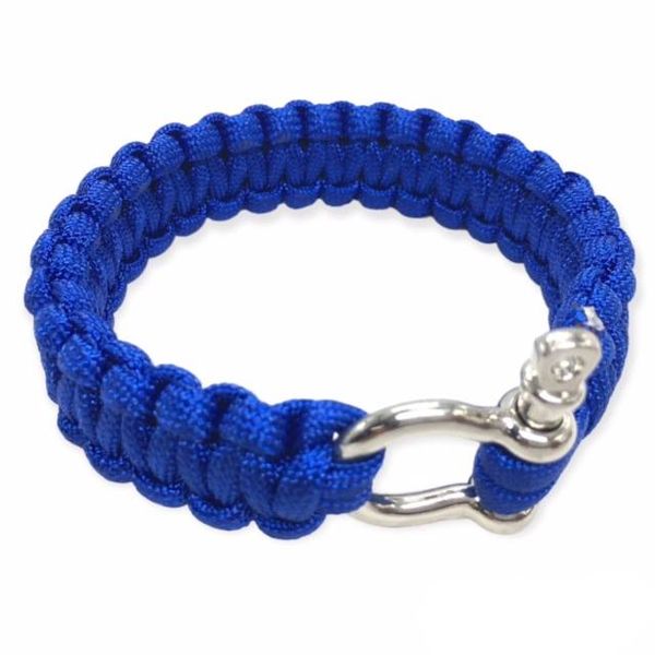 Paracord Hand Bracelet 25cm Metal Lock - Blue