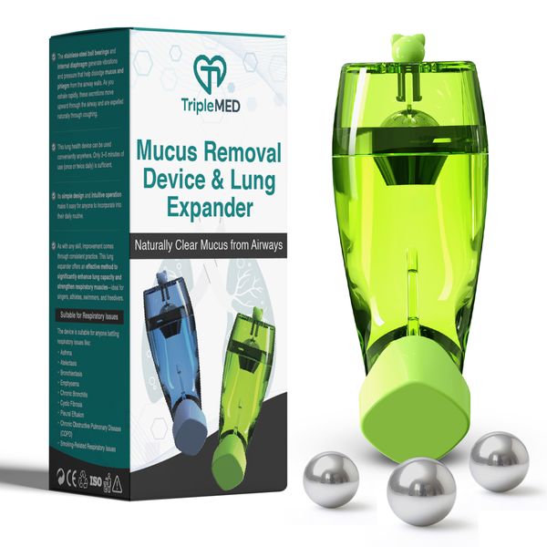 TripleMED Breathing Exerciser Lung Expansion Respiratory Trainer OPEP Green