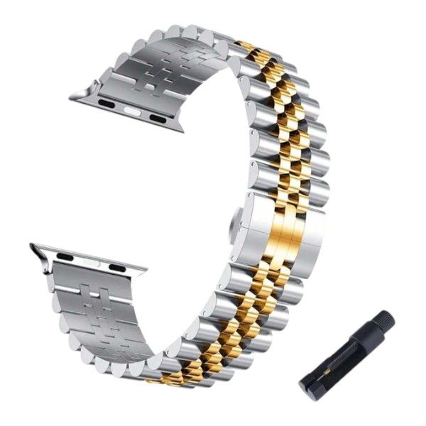 Stainless Steel Apple Watch Strap With Link Adjustment Tool - Silver &amp; Gold