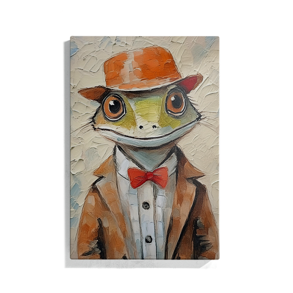 Canvas Wall Art - Lizard with a Hat on His Head