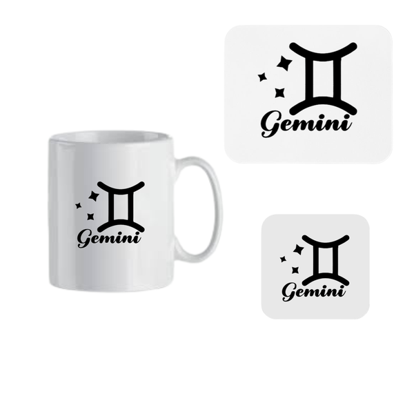 Mug, Coaster and Mouse Pad Combo - Gemini