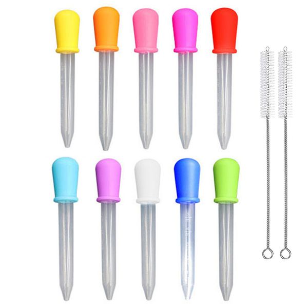 10 Pcs Liquid Droppers Silicone Plastic Pipettes Transfer Eyedropper 5-ML